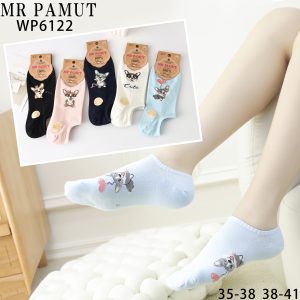 MrPamut Női pamut aranyos kiskutyás bokazokni 5pár