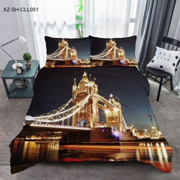 LUNA ágynemű garnitúra 6 részes 5D London Tower Bridge éjszakai