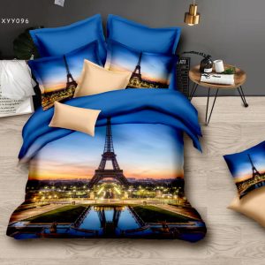 LUNA ágynemű garnitúra 7 részes 5D sötétkék Eiffel-torony.